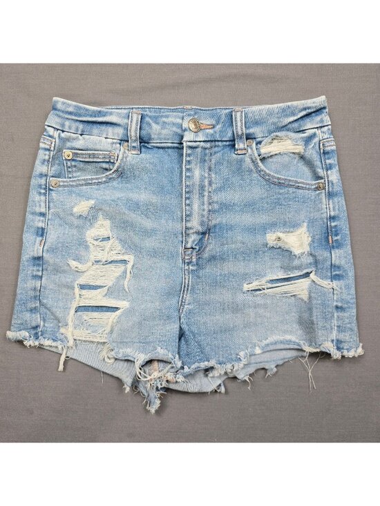 American Eagle Pants - American Eagle Curvy Hi Rise Shortie Distressed Denim Shorts Size 4 Light Wash